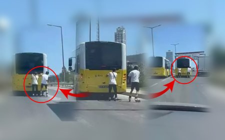 Kartal’da İETT Otobüsünün Arkasına Tutunan Patenli Gençler Tehlike Saçtı