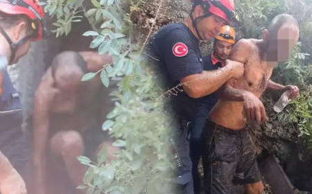 Antalya'da 15 Metrelik Kayalıktan Düşen Adamı Ekipler Oyuğa Sıkıştığı Yerden Kurtardı