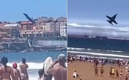 İspanya'da Gijon Havacılık Festivali'nde F-18 Hornet'in Korku Dolu Gösterisi