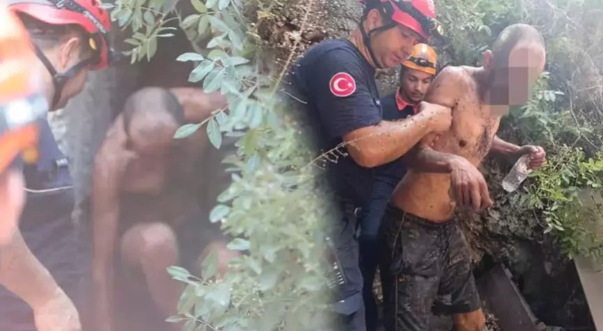 Antalya'da 15 Metrelik Kayalıktan Düşen Adamı Ekipler Oyuğa Sıkıştığı Yerden Kurtardı