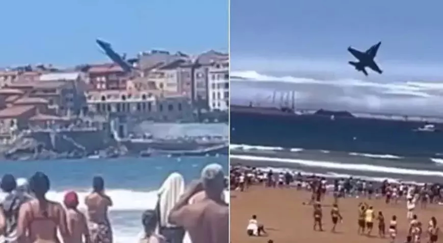 İspanya'da Gijon Havacılık Festivali'nde F-18 Hornet'in Korku Dolu Gösterisi