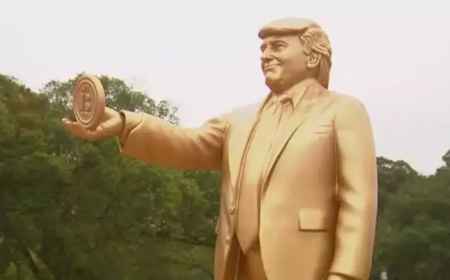 ABD Kongresi Önüne Bitcoin Tutan Trump Heykeli Konuldu