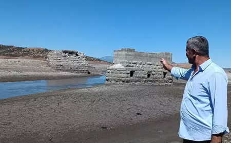 Tahtaköprü Barajı’nda kuraklık Osmanlı mirasını gün yüzüne çıkardı