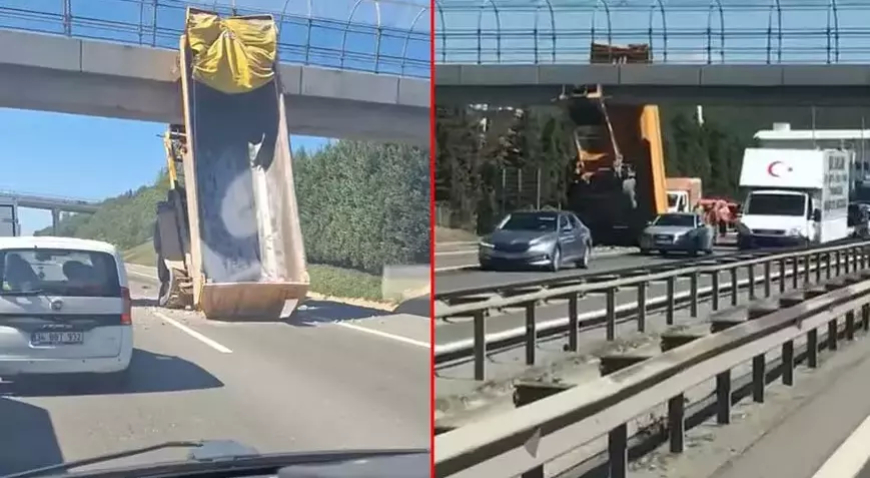 Sultanbeyli’de TIR’ın Damperi Yaya Üst Geçidine Çarptı: Şoför Yaralandı