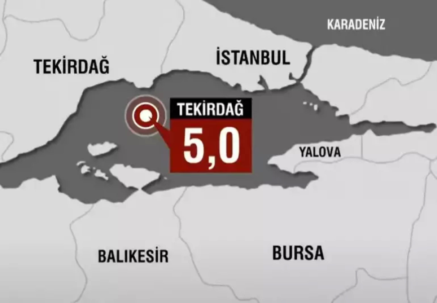 Marmara’da 5 büyüklüğünde deprem
