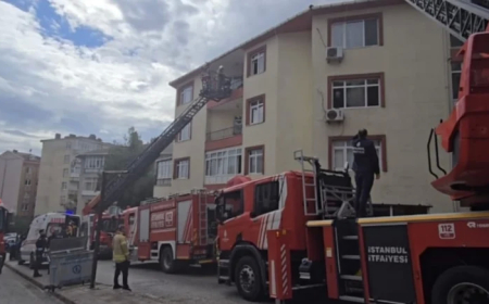 Ümraniye'de korkutan yangın: 4 kişi merdivenle kurtarıldı